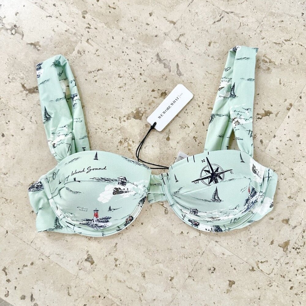 NEW $95 We Wore What Claudia Bikini Top Size Large Hamptons Map - Picture 3 of 9